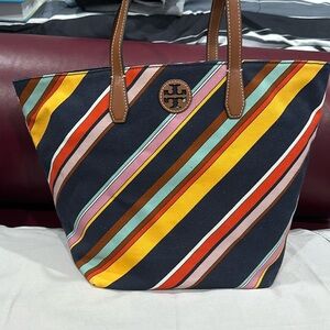 Tory Burch Canvas Tote Medley Stripe / Medium Size